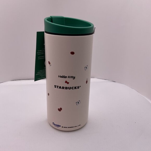 Hello Kitty X Starbucks 12 Oz Stainless Steel Tumbler With Green Lid - Picture 2 of 5